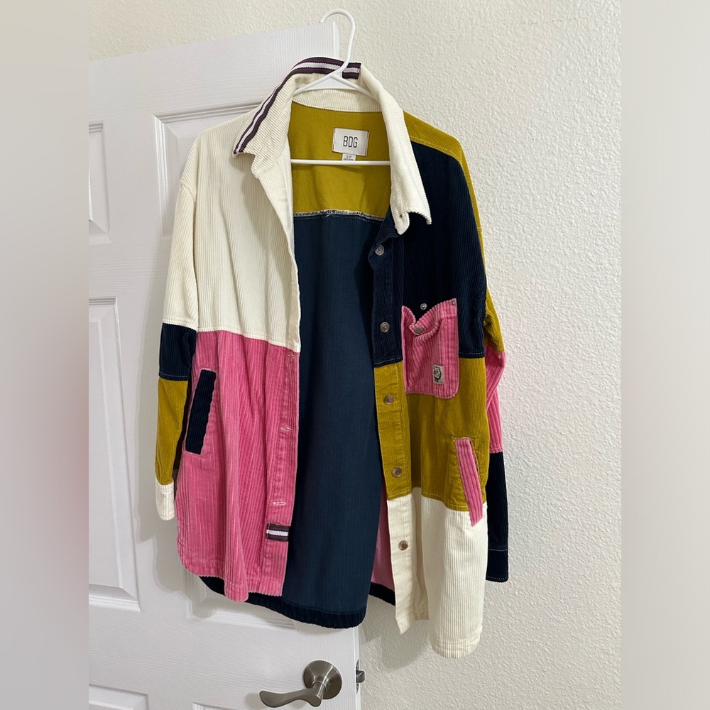 Corduroy color block jacket